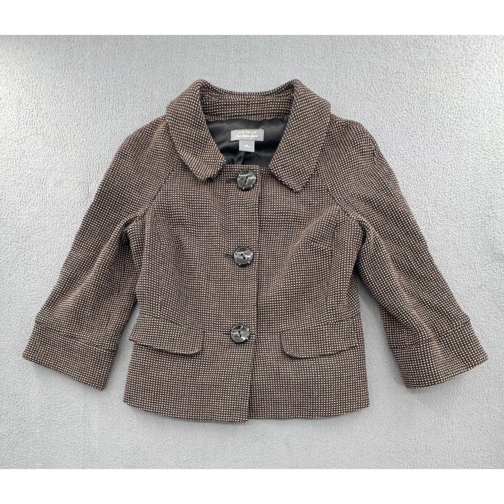 Ann Taylor VTG Blazer Sz 2 Fine Italian Fabric 3/4 Sleeve Sophisticated Grandma